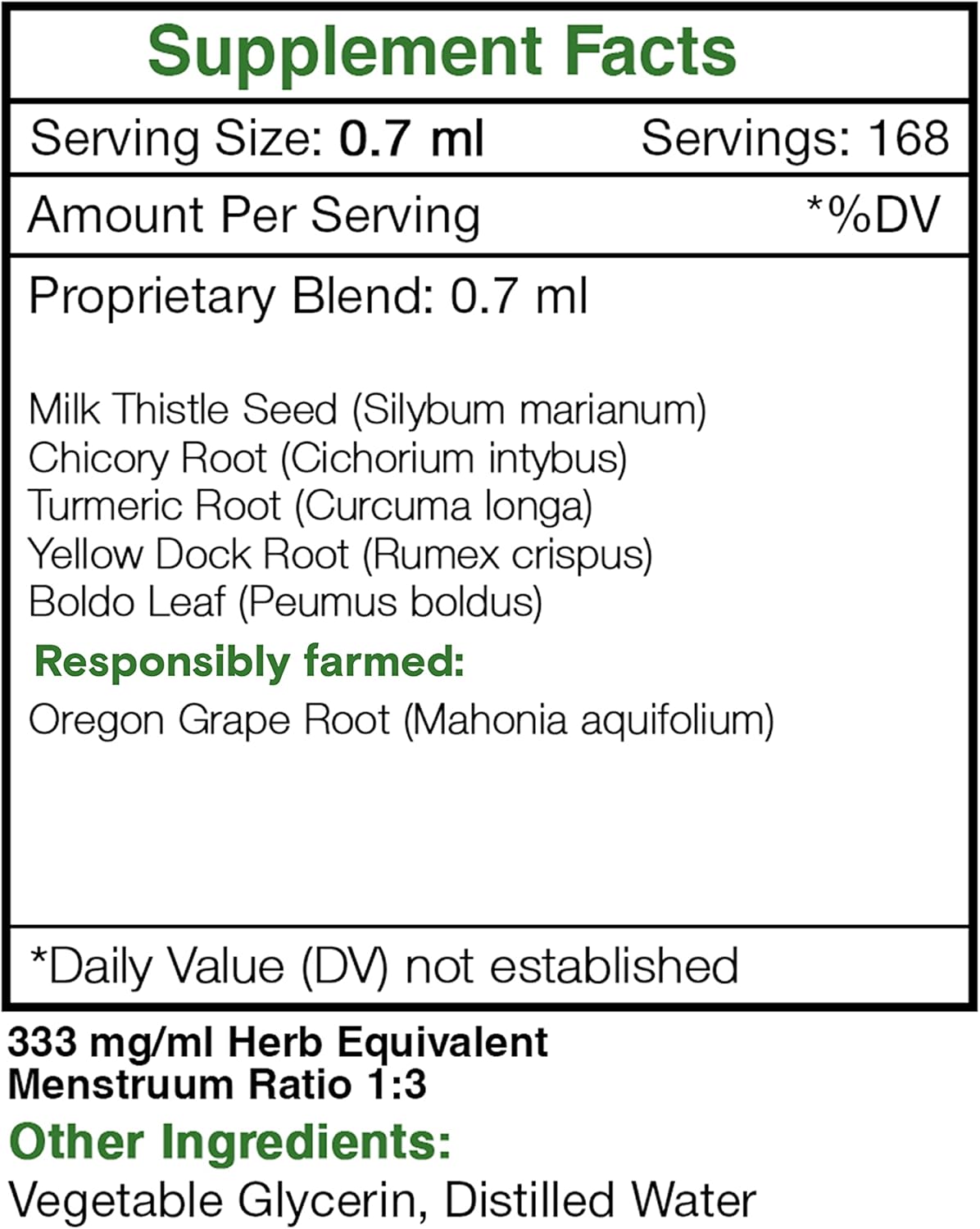 Liver Health Support Alcohol-Free Herbal Extract - Milk Thistle, Chicory, Turmeric, Yellow Dock, Boldo, Oregon Grape - 2x4 FL OZ