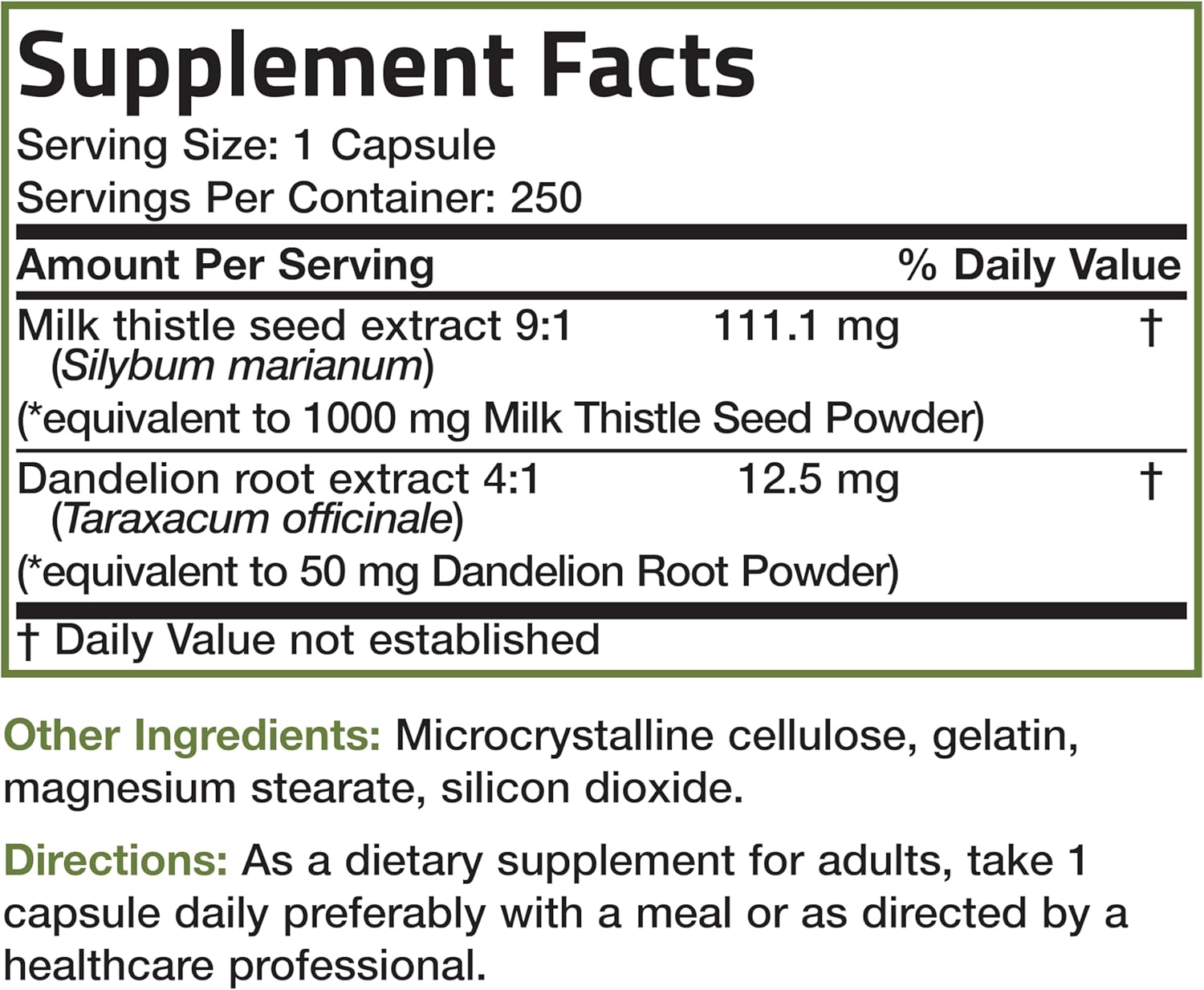 Liver Health Support: Bronson Milk Thistle & Dandelion Root Supplement - Antioxidant & Detox Support, 250 Capsules - BoostGo Australia