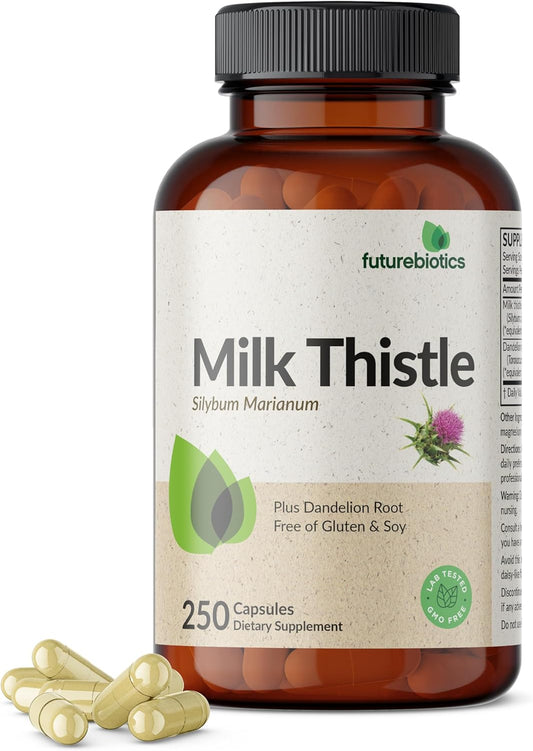 Liver Health Support Capsules with Milk Thistle, Silymarin, Marianum, Dandelion Root - Antioxidant Detox Formula - 250 Count