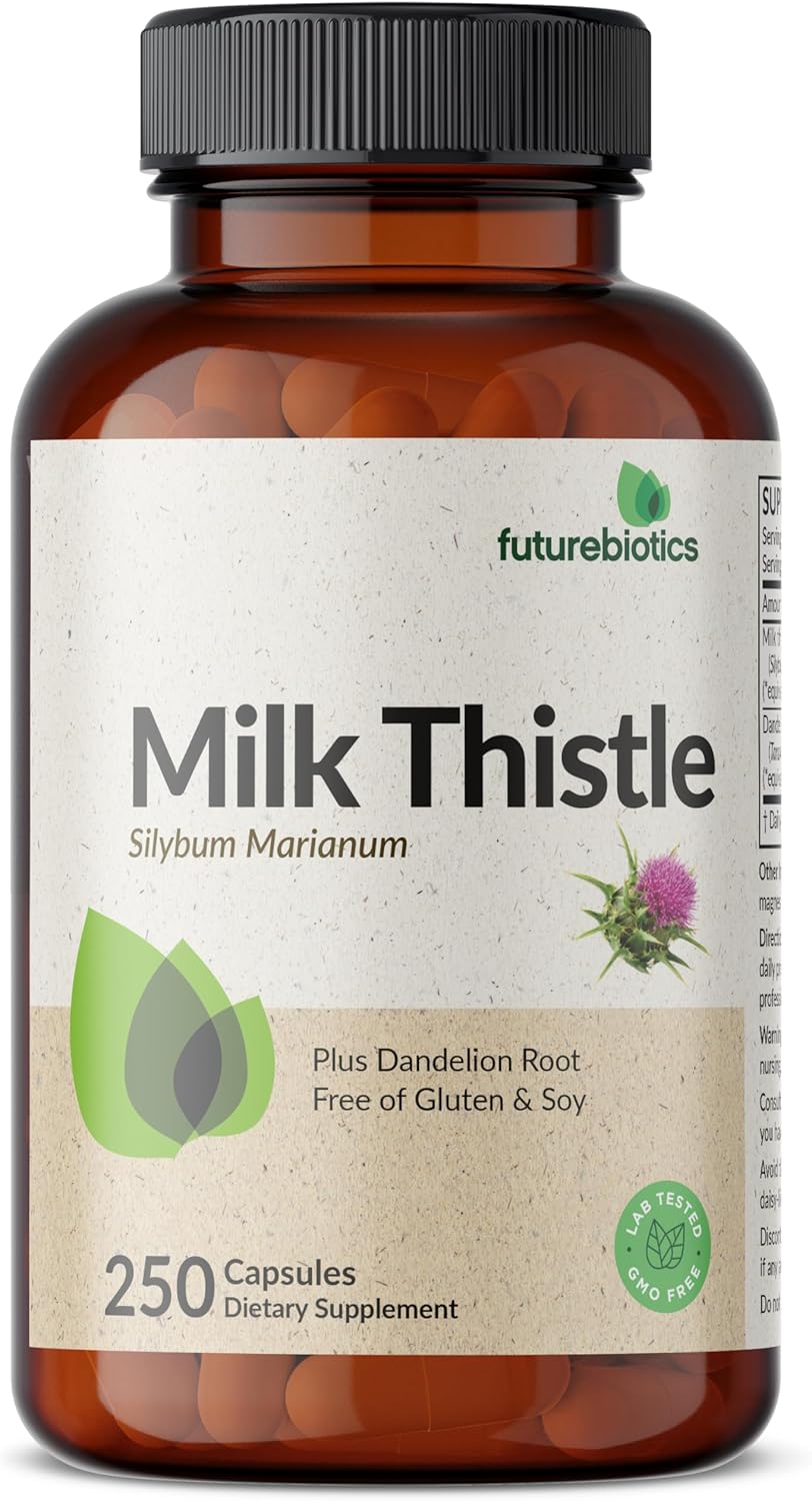 Liver Health Support Capsules with Milk Thistle, Silymarin, Marianum, Dandelion Root - Antioxidant Detox Formula - 250 Count