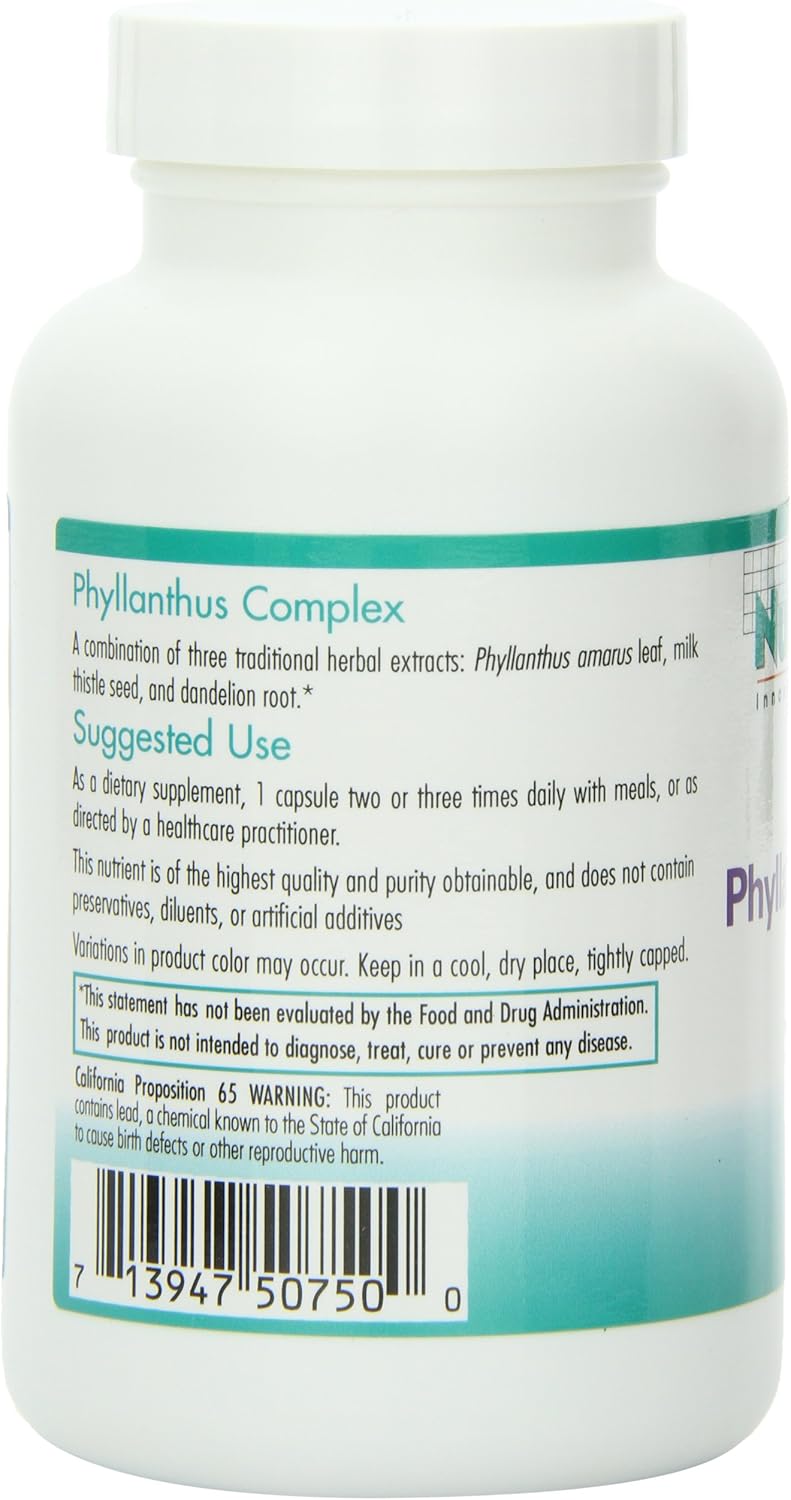 Liver Health Support Supplement - Nutricology Phyllantus Complex with Milk Thistle, Dandelion, Detox Cleanse - 120 Vegetarian Capsules