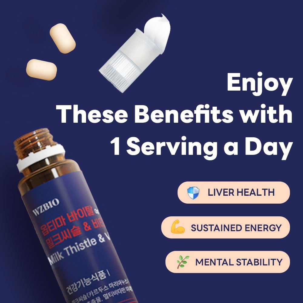 Liver Health Support Supplement with Milk Thistle (Silymarin 130mg) - Immune Boost & Stress Relief - Vitamins B, C, D, E - 10-Day Supply