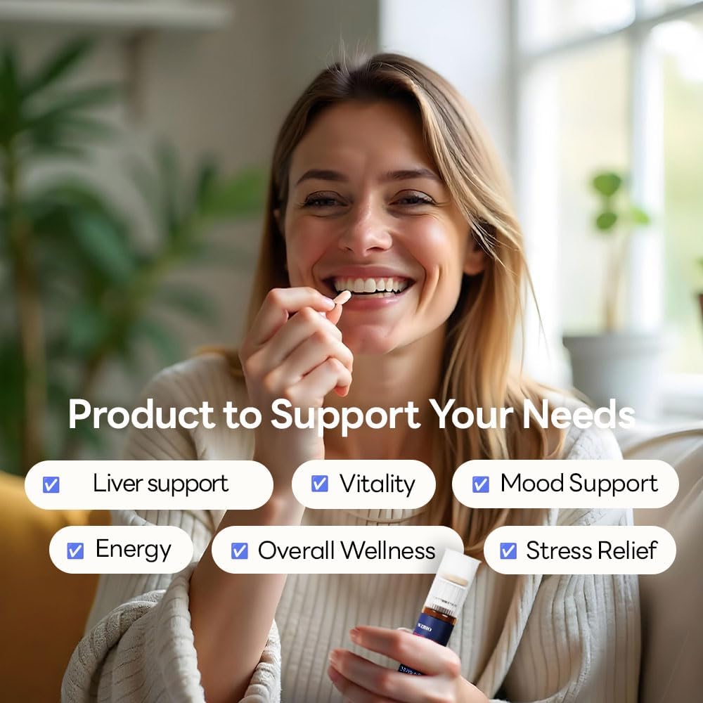 Liver Health Support Supplement with Milk Thistle (Silymarin 130mg) - Immune Boost & Stress Relief - Vitamins B, C, D, E - 10-Day Supply