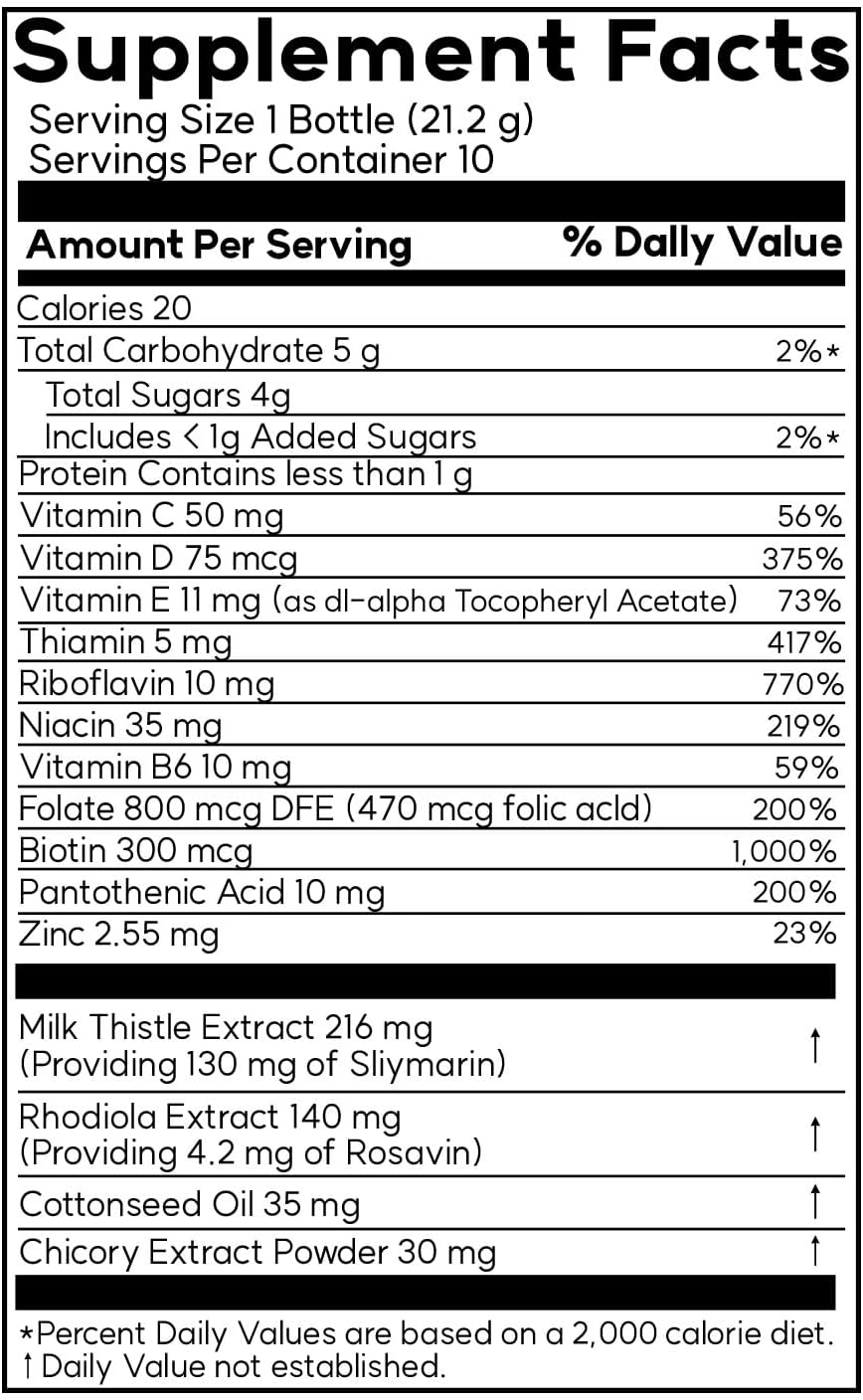 Liver Health Support Supplement with Milk Thistle (Silymarin 130mg) - Immune Boost & Stress Relief - Vitamins B, C, D, E - 10-Day Supply