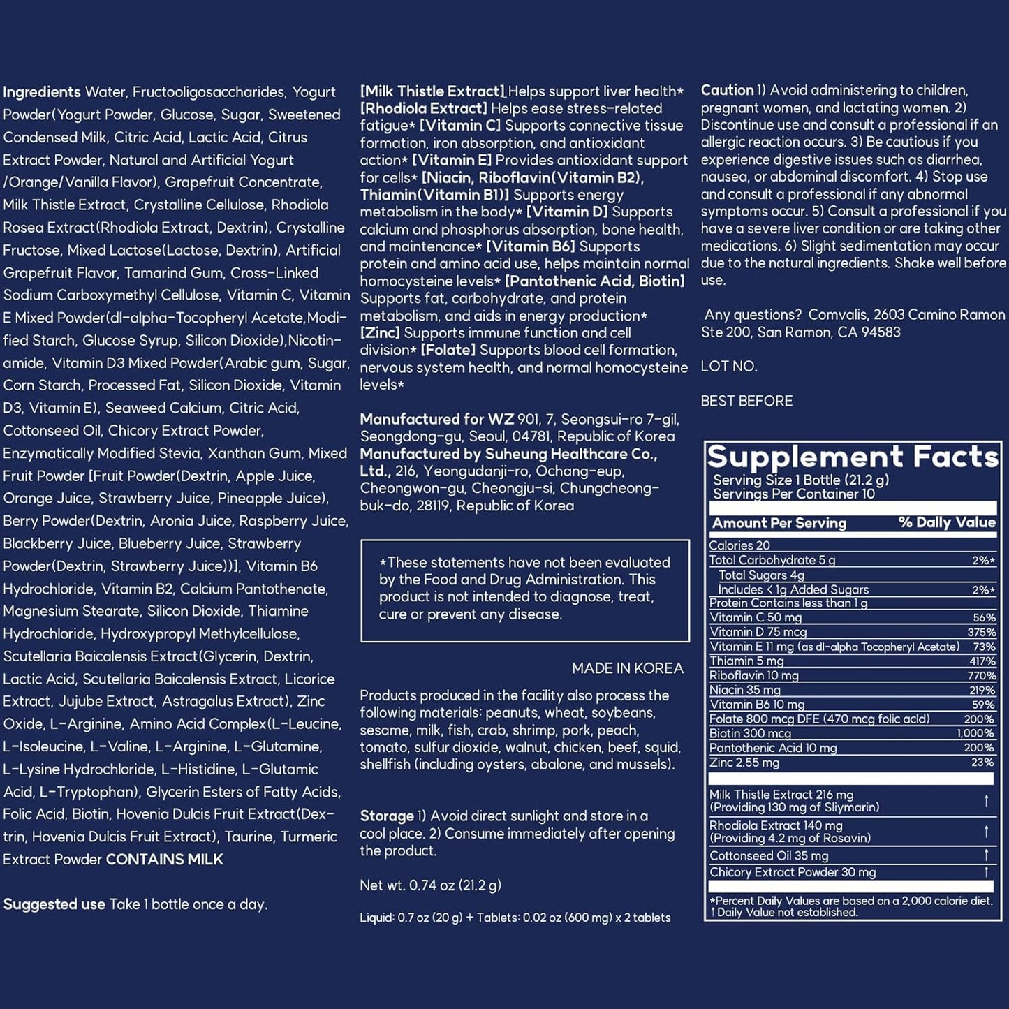 Liver Health Support Supplement with Milk Thistle (Silymarin 130mg) - Immune Boost & Stress Relief - Vitamins B, C, D, E - 10-Day Supply