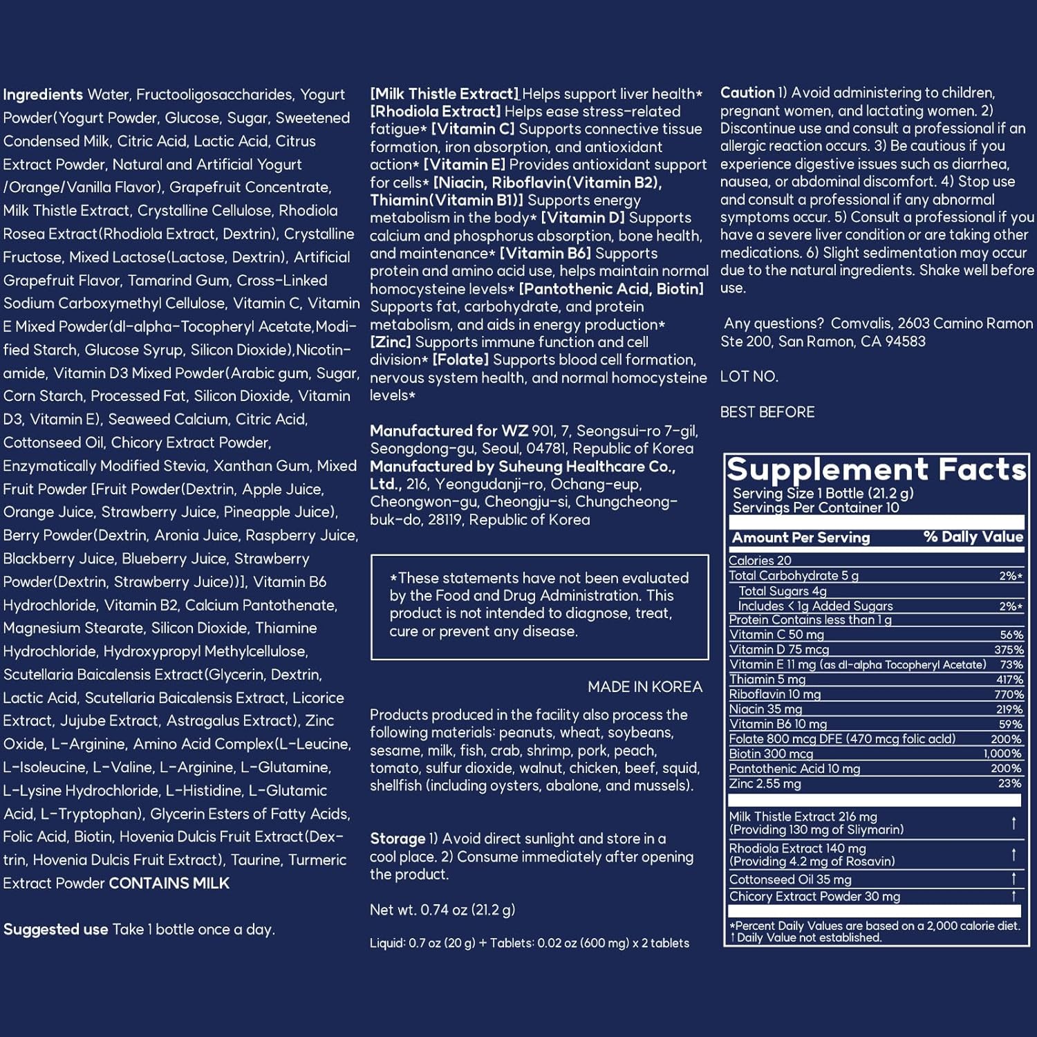Liver Health Support Supplement with Milk Thistle (Silymarin 130mg) - Immune Boost & Stress Relief - Vitamins B, C, D, E - 10-Day Supply