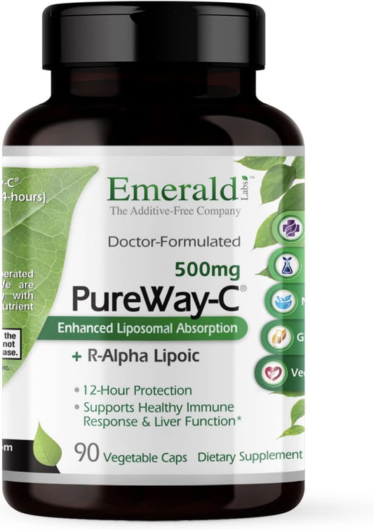 Liver & Immune Support Supplement with R-Alpha Lipoic Acid - Fast-Absorbing Vitamin C - 90 Vegetable Capsules