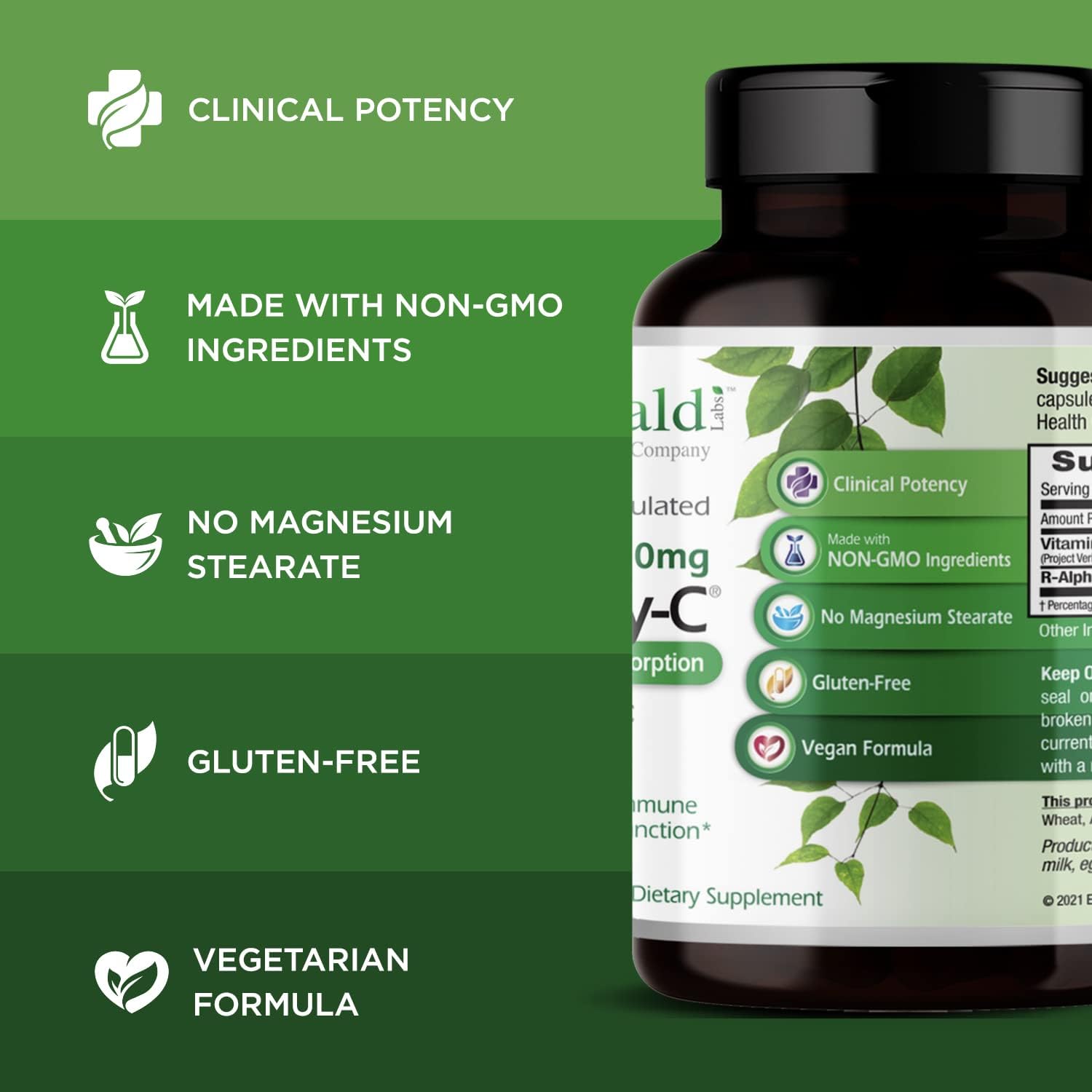 Liver & Immune Support Supplement with R-Alpha Lipoic Acid - Fast-Absorbing Vitamin C - 90 Vegetable Capsules