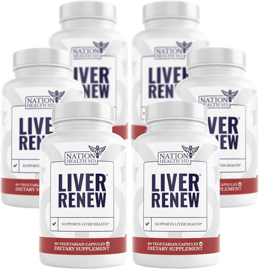 Liver Renew - Liver Cleanse Detox & Repair Supplement with Artichoke, Milk Thistle, Dandelion, Turmeric - 6 Bottles