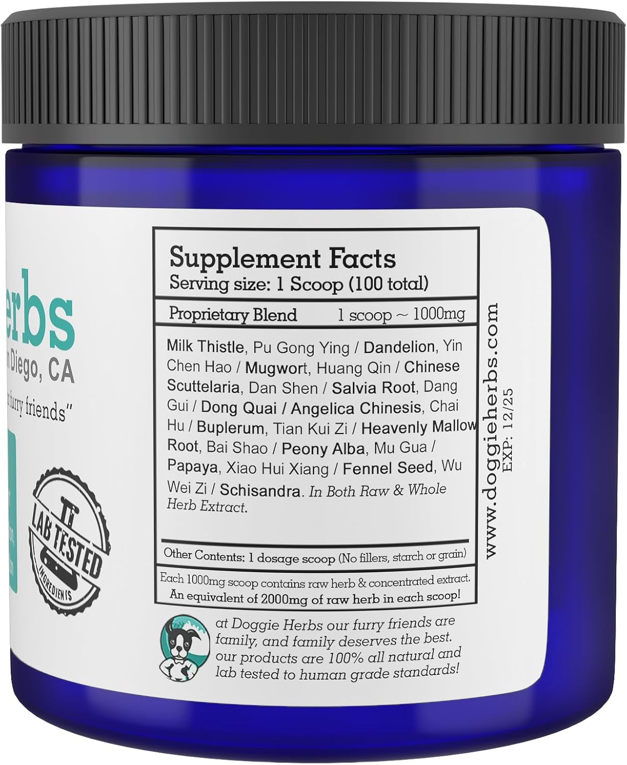 Liver Revive Herbal Dog Supplement for Liver Health - Plant Based Liver Healing, Protection, Repair & Improvement - 100g with Scoop - Human Grade Formula by Doggie Herbs