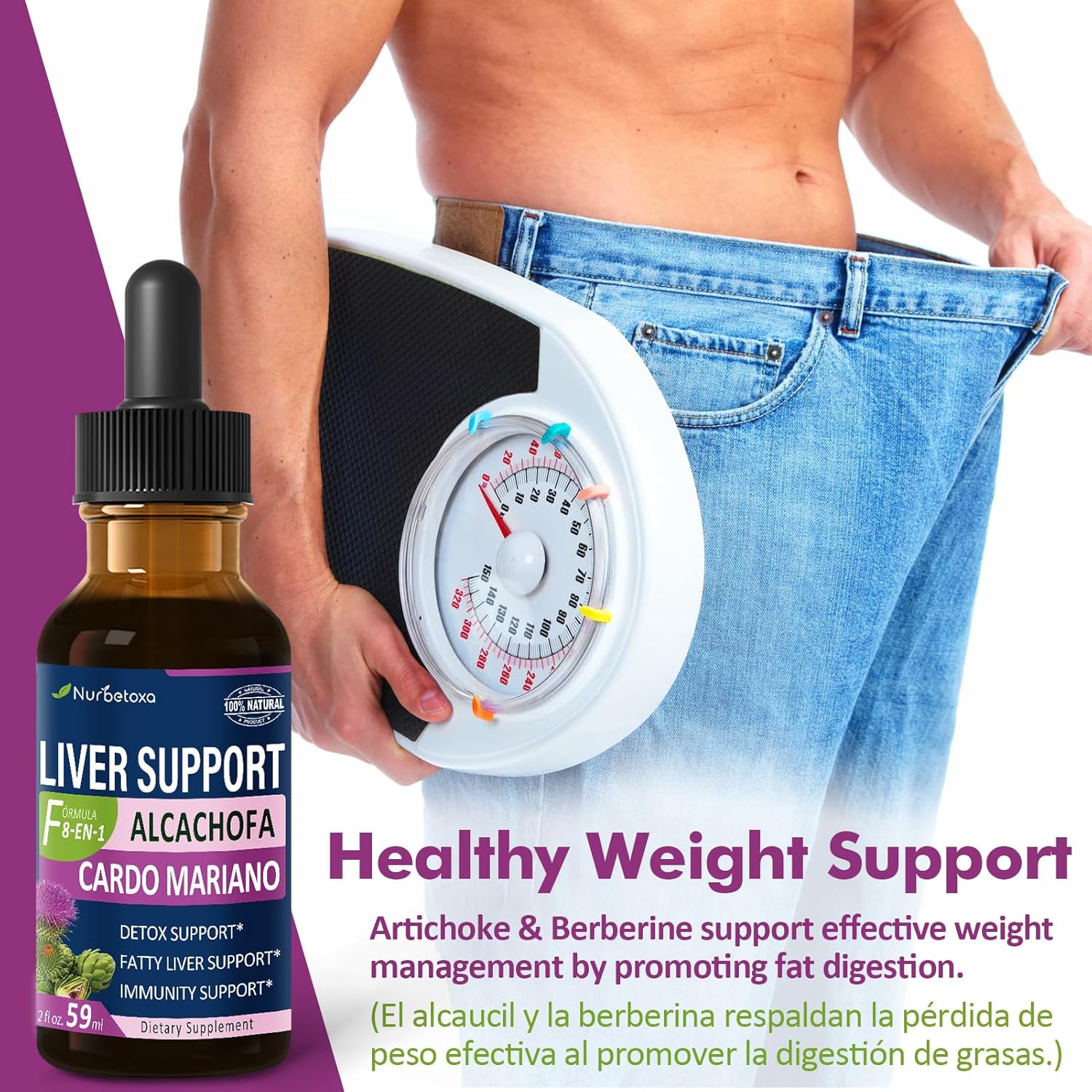 Liver Support Drops with Milk Thistle, Artichoke Extract, Berberine - Detox & Repair Formula for Fatty Liver - 2oz