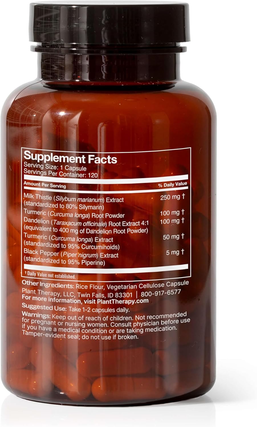 Liver Support Herbal Supplement Capsules - Detox & Boost Energy - 120 Vegetarian Capsules - Made in USA