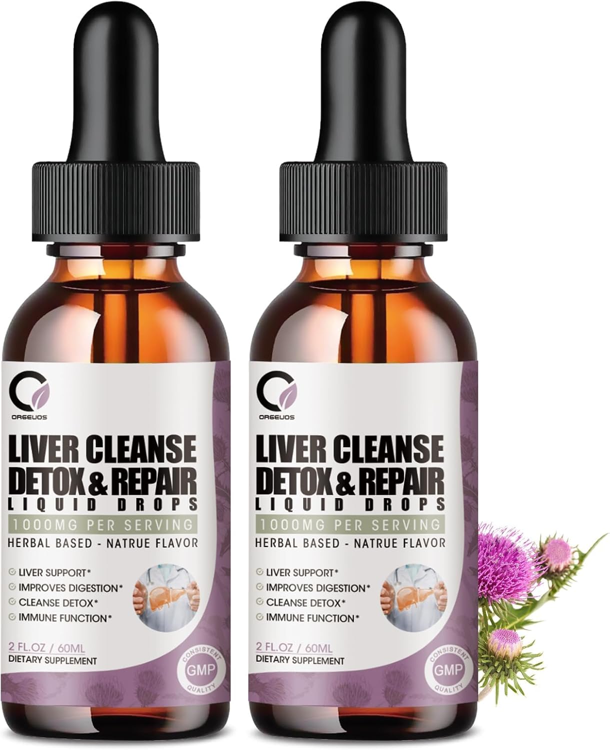 Liver Support Liquid Drops with Milk Thistle, Dandelion, and Artichoke Extracts for Detox & Repair