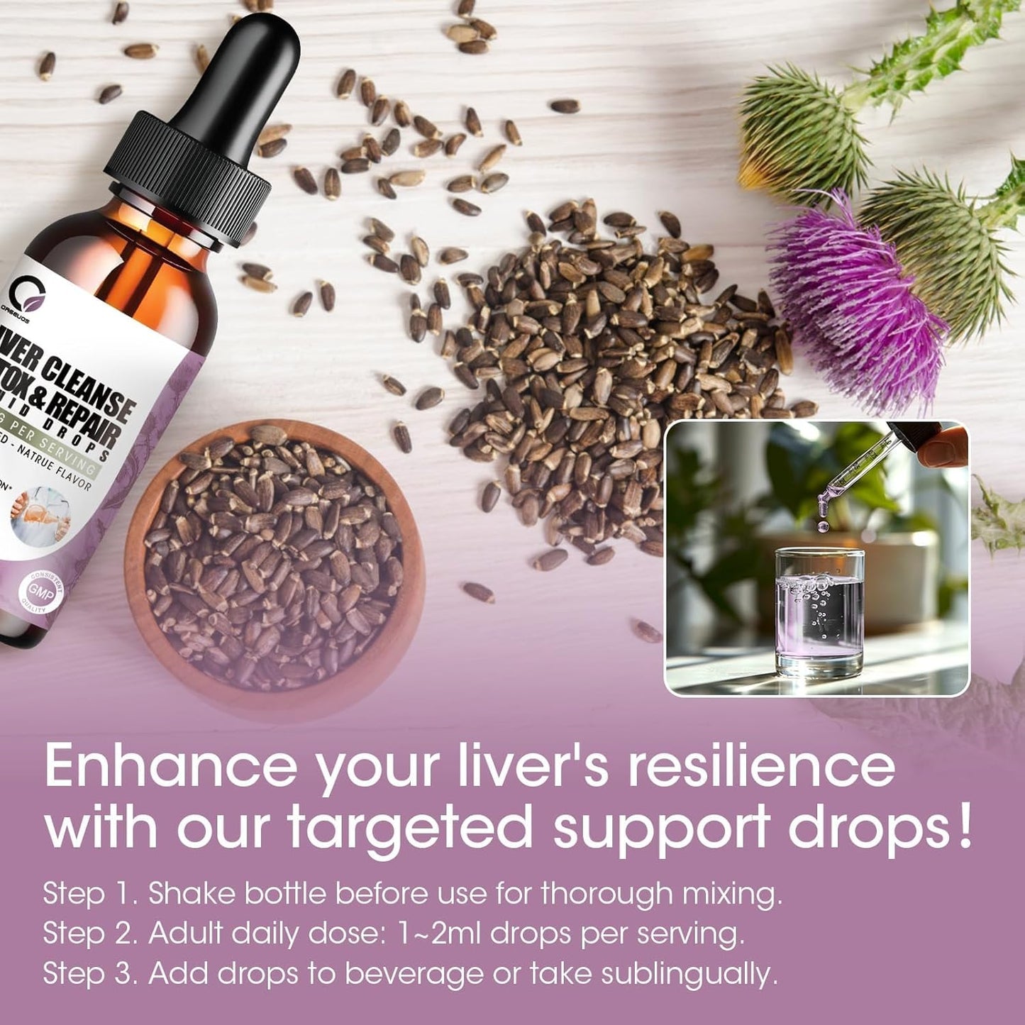 Liver Support Liquid Drops with Milk Thistle, Dandelion, and Artichoke Extracts for Detox & Repair