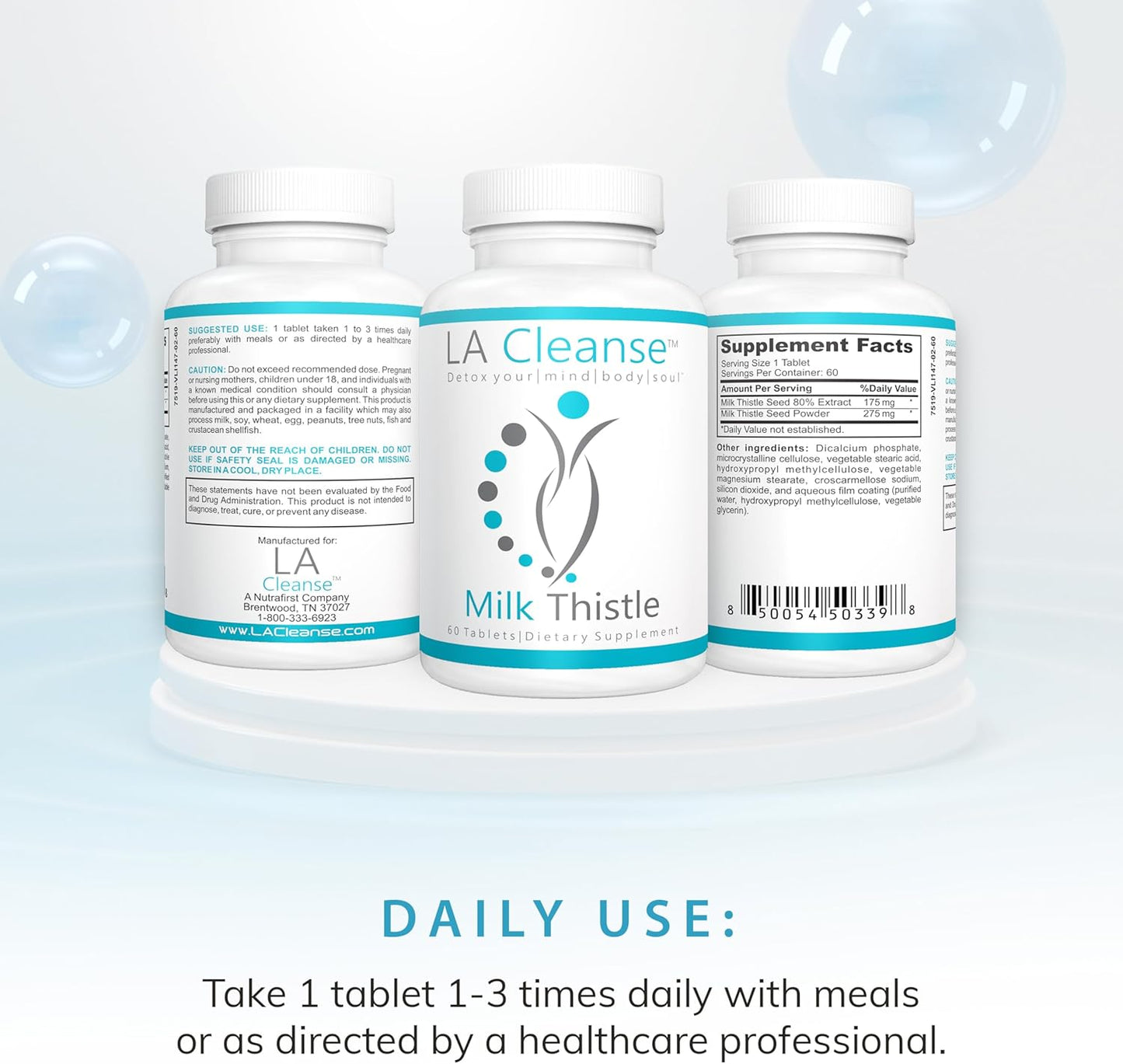 Liver Support Supplement with 175mg Milk Thistle Extract - 60 Tablets for Complete Detox and Repair - Supports Overall Wellness for Men and Women
