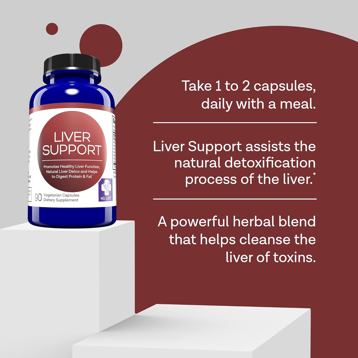 Liver Support Supplement with Artichoke, Dandelion, Milk Thistle & Enzymes - 90 Count by MD.LIFE