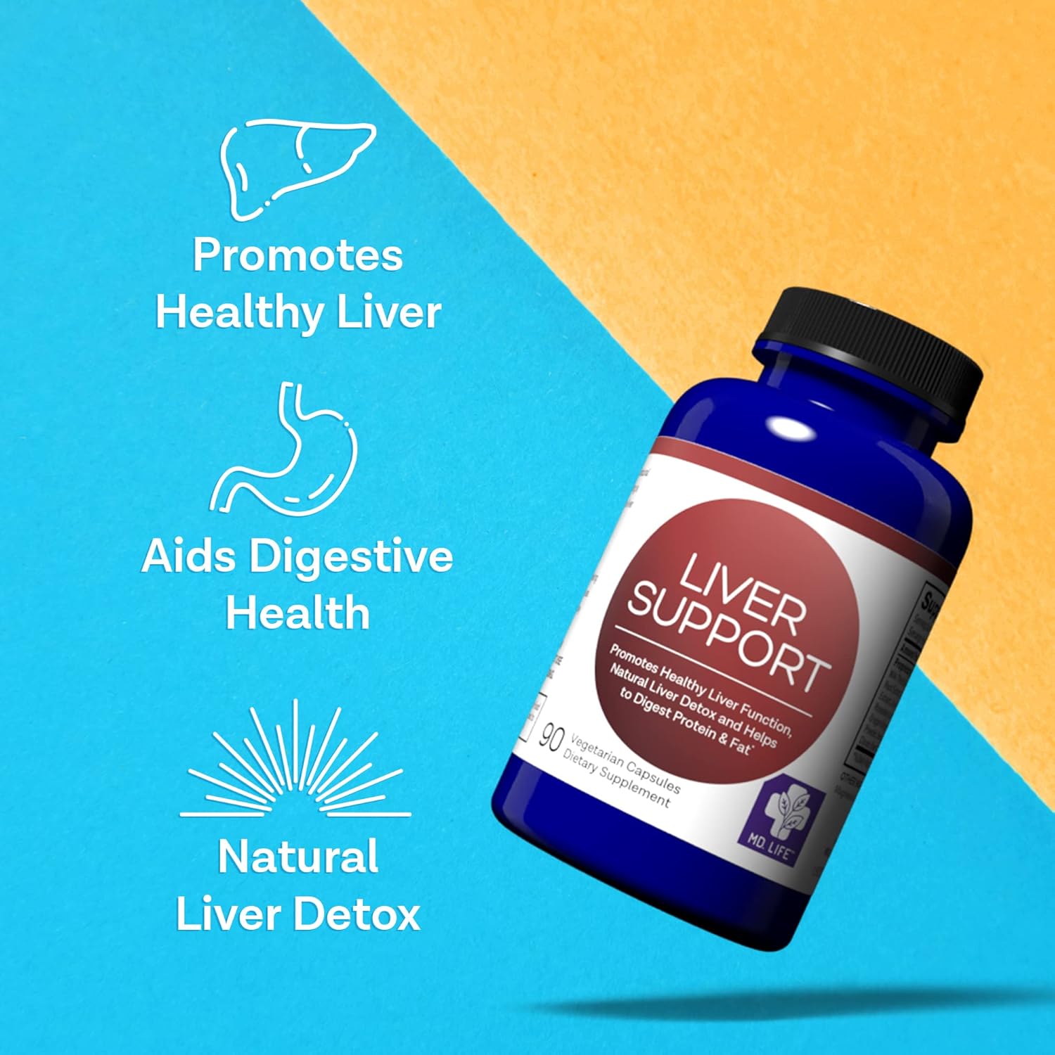 Liver Support Supplement with Artichoke, Dandelion, Milk Thistle & Enzymes - 90 Count by MD.LIFE