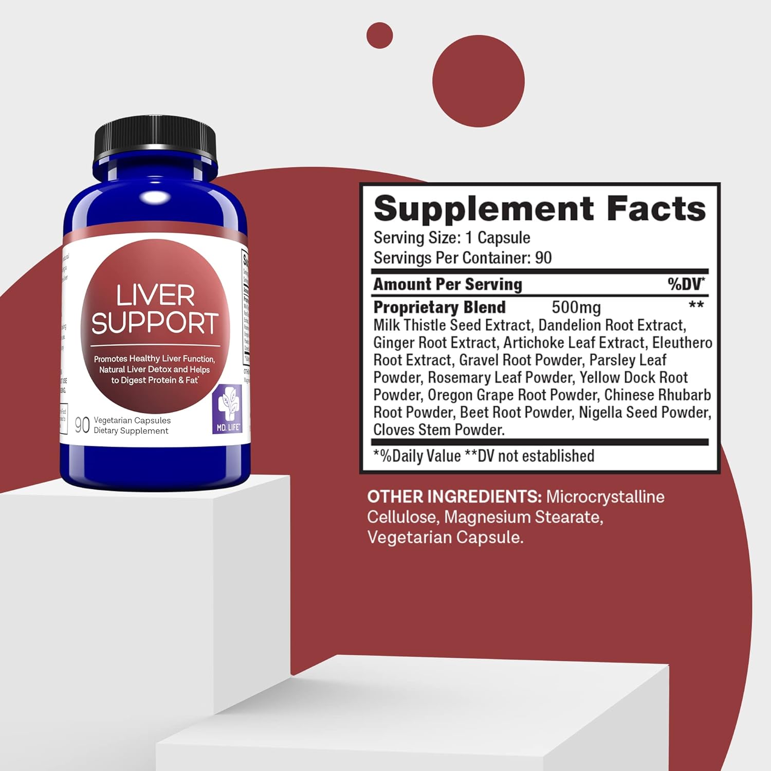 Liver Support Supplement with Artichoke, Dandelion, Milk Thistle & Enzymes - 90 Count by MD.LIFE