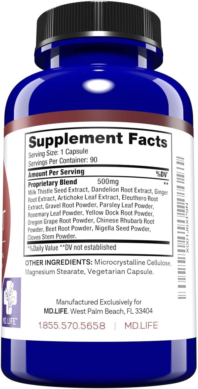 Liver Support Supplement with Artichoke, Dandelion, Milk Thistle & Enzymes - 90 Count by MD.LIFE