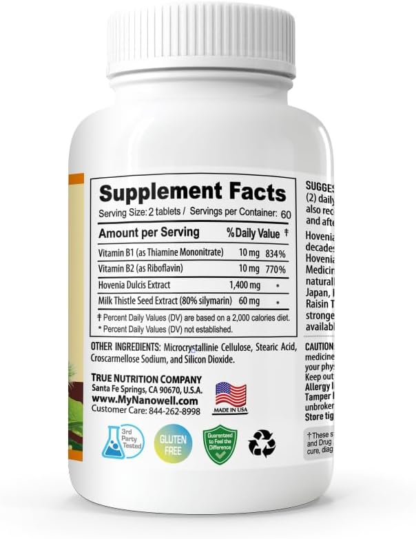 Liver Support Supplement with Hovenia-RX and Milk Thistle Seed Extract - 120 Tablets, 30 Day Supply