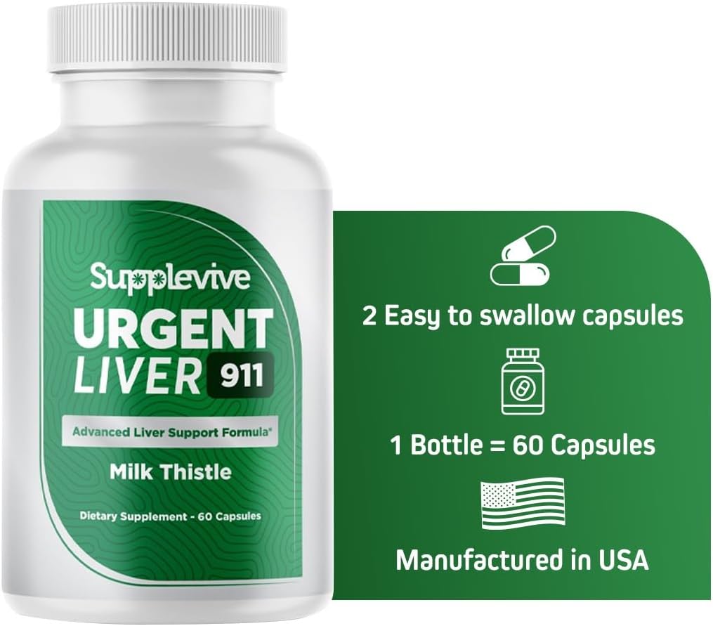 Liver Support Supplement with Milk Thistle, Dandelion Root, and Artichoke Extract for Detox & Repair - 60 Capsules