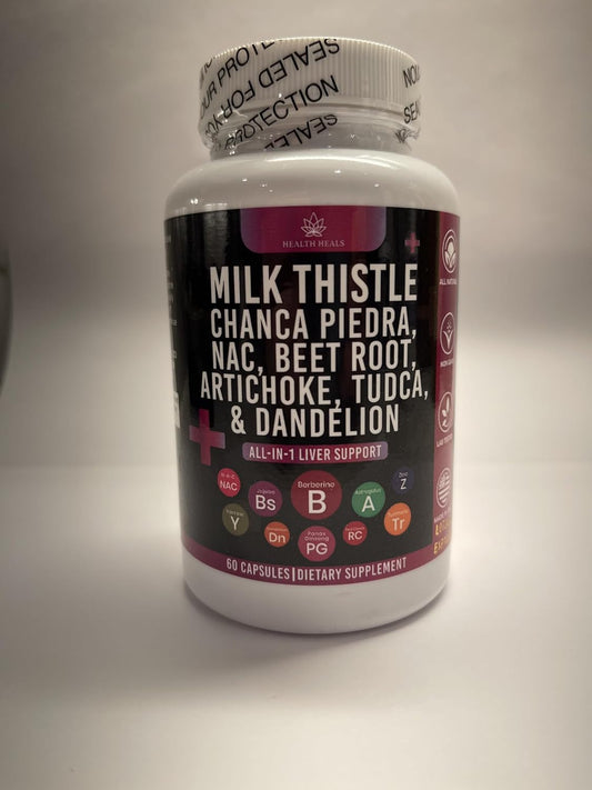 Liver Support Supplement with Milk Thistle, NAC, Chanca Piedra, Beet Root, Artichoke, Dandelion Root, Astragalus, TUDCA, Choline, and Ginger - 120 Count
