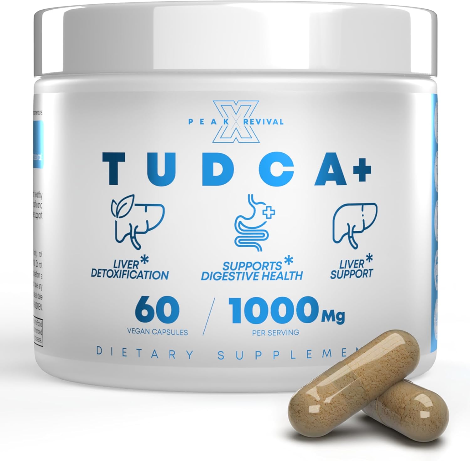 Liver Support Supplement with Peak Revival-X TUDCA+ 1000mg, Turkesterone, and Tongkat Ali - 60 Capsules to Boost Stamina and Improve Liver Health