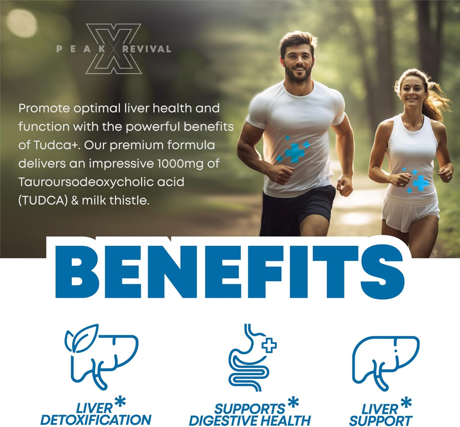 Liver Support Supplement with Peak Revival-X TUDCA+ 1000mg, Turkesterone, and Tongkat Ali - 60 Capsules to Boost Stamina and Improve Liver Health