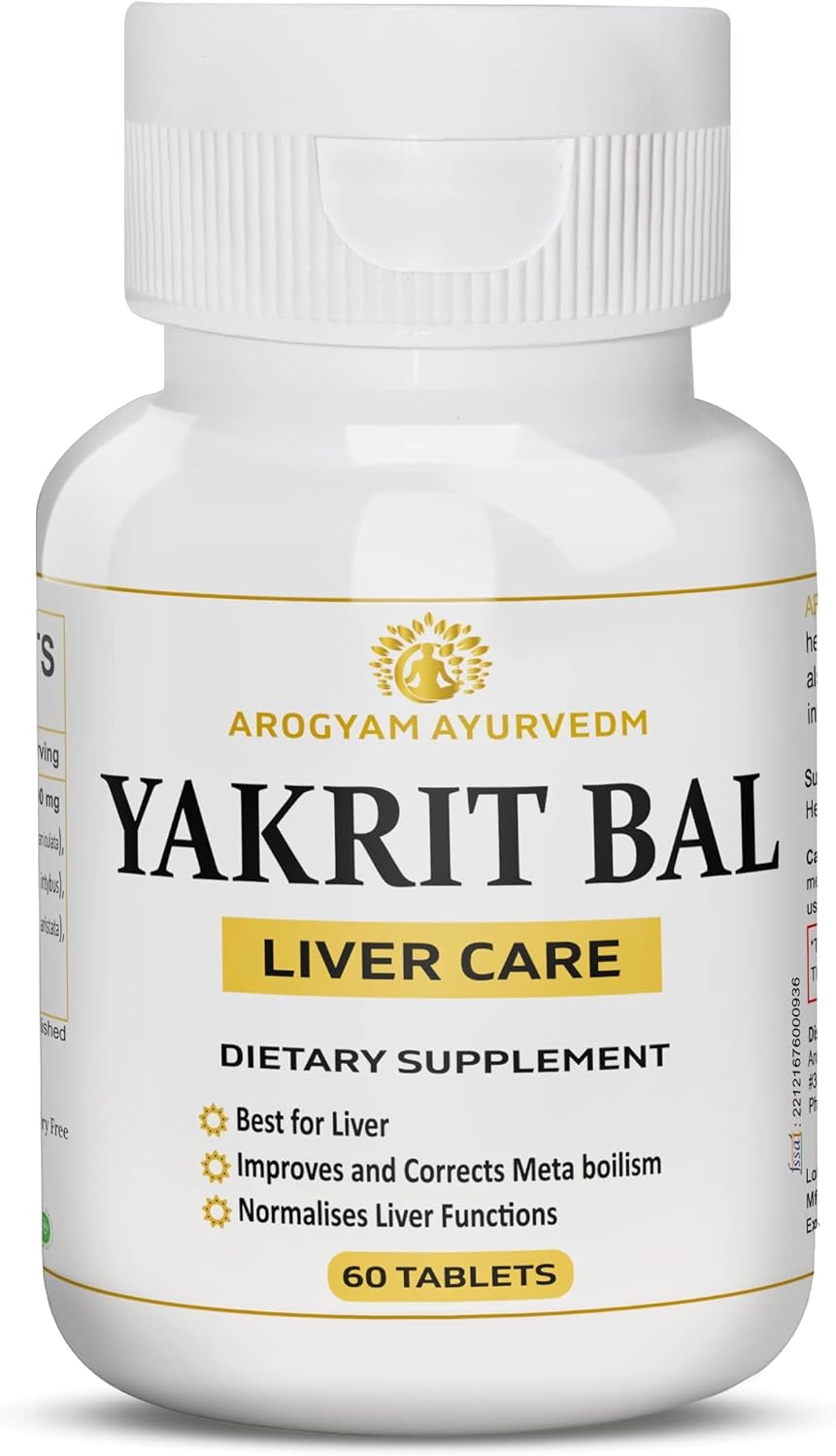 Liver Support Tablets for Detoxification - Smaart Health Dr. Pushp's AROGYAM AYURVEDM YAKRIT BAL (Pack of 60)