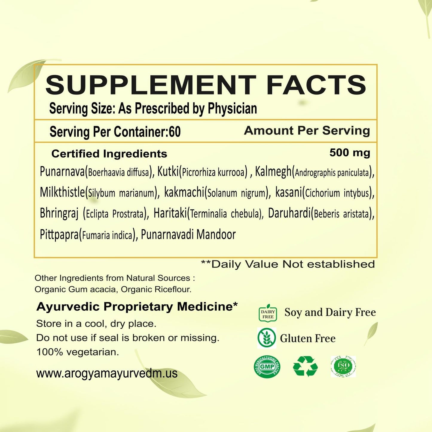 Liver Support Tablets for Detoxification - Smaart Health Dr. Pushp's AROGYAM AYURVEDM YAKRIT BAL (Pack of 60)