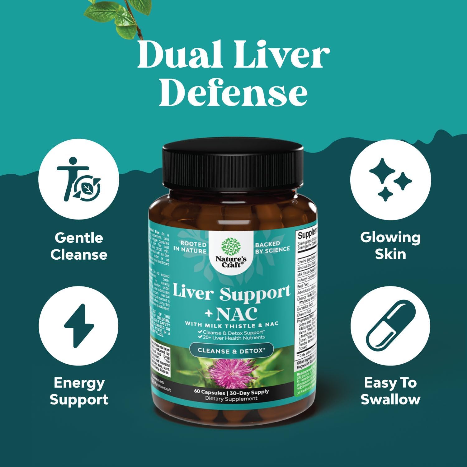Liver Support & Thyroid Health Bundle - Herbal Supplements with NAC & Mood-Enhancing Energy Boost - Natural Liver & Thyroid Complex