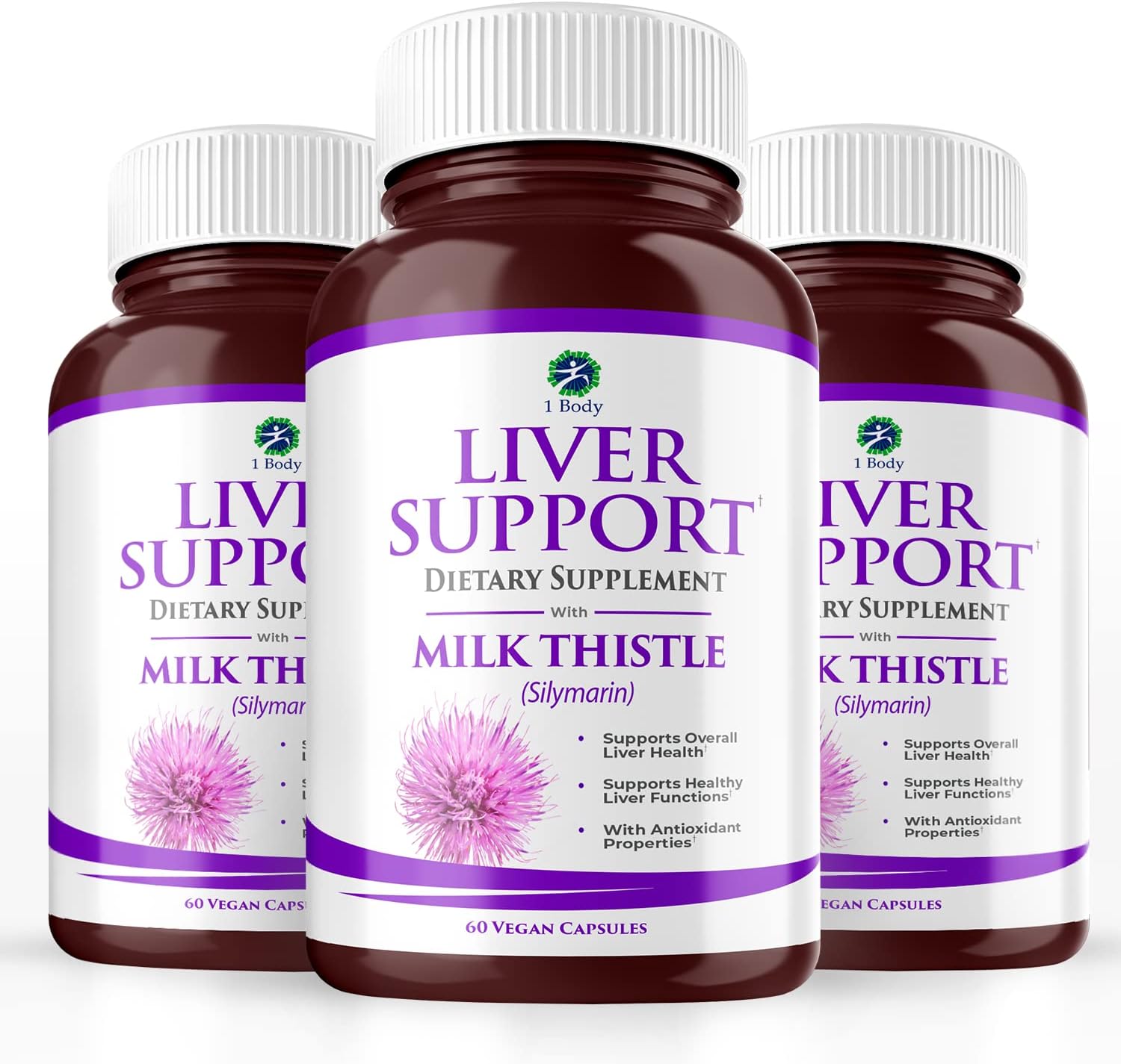 Liver Support Triple Pack - 180 Capsules with Milk Thistle and Dandelion Root for Detox and Liver Health