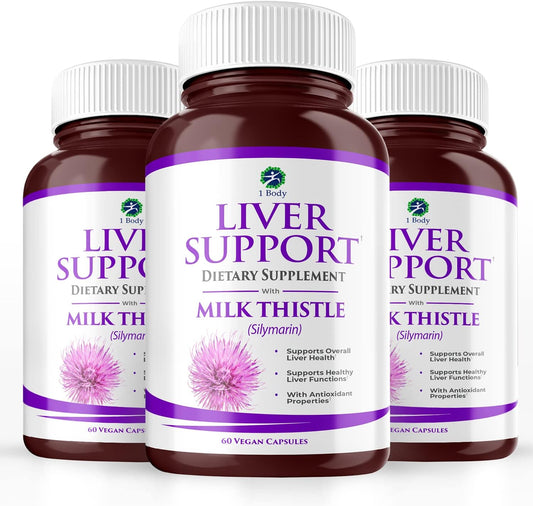 Liver Support Triple Pack - 180 Capsules with Milk Thistle and Dandelion Root for Detox and Liver Health