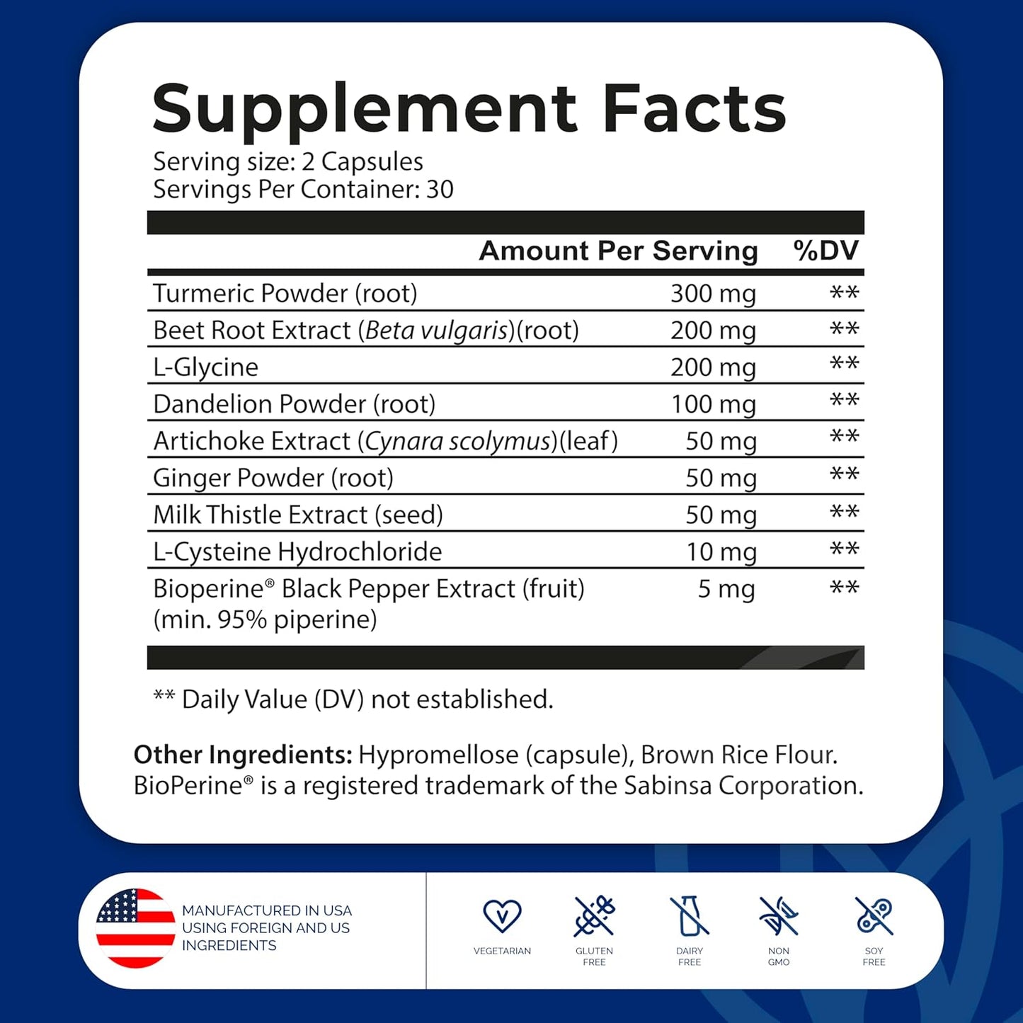 Liver Wellness Supplement with Milk Thistle, Artichoke, Dandelion, Beet Root, Turmeric - Supports Liver Health - Vegetarian, Non GMO, Gluten Free - 60 Capsules