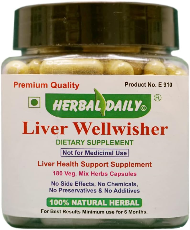Liver Wellwisher Herbal Daily Supplement - 180 Capsules for Liver Cleanse, Detox, and Repair Support - Boosts Immunity and Digestive Health - 180 Day Supply