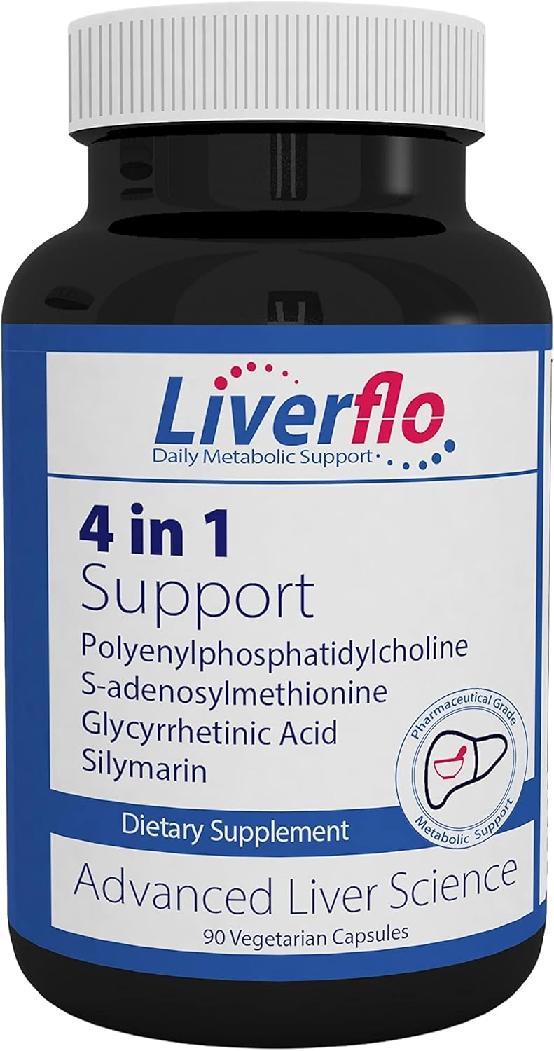 LiverFlo Liver Support Supplement with PPC, SAMe, Glycyrrhetinic Acid, Silymarin - Vegetarian Capsules for Liver Health