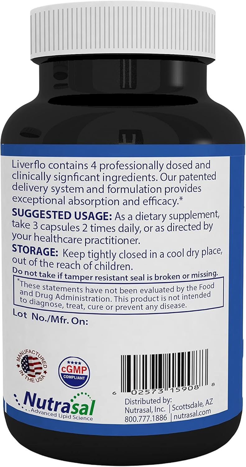LiverFlo Liver Support Supplement with PPC, SAMe, Glycyrrhetinic Acid, Silymarin - Vegetarian Capsules for Liver Health