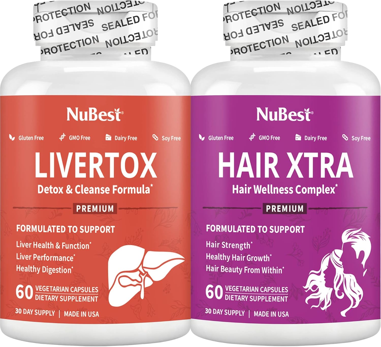 LiverTox and Hair Xtra Bundle - Premium Liver Health and Hair Growth Formula - Detox, Repair, and Advanced Vitamins