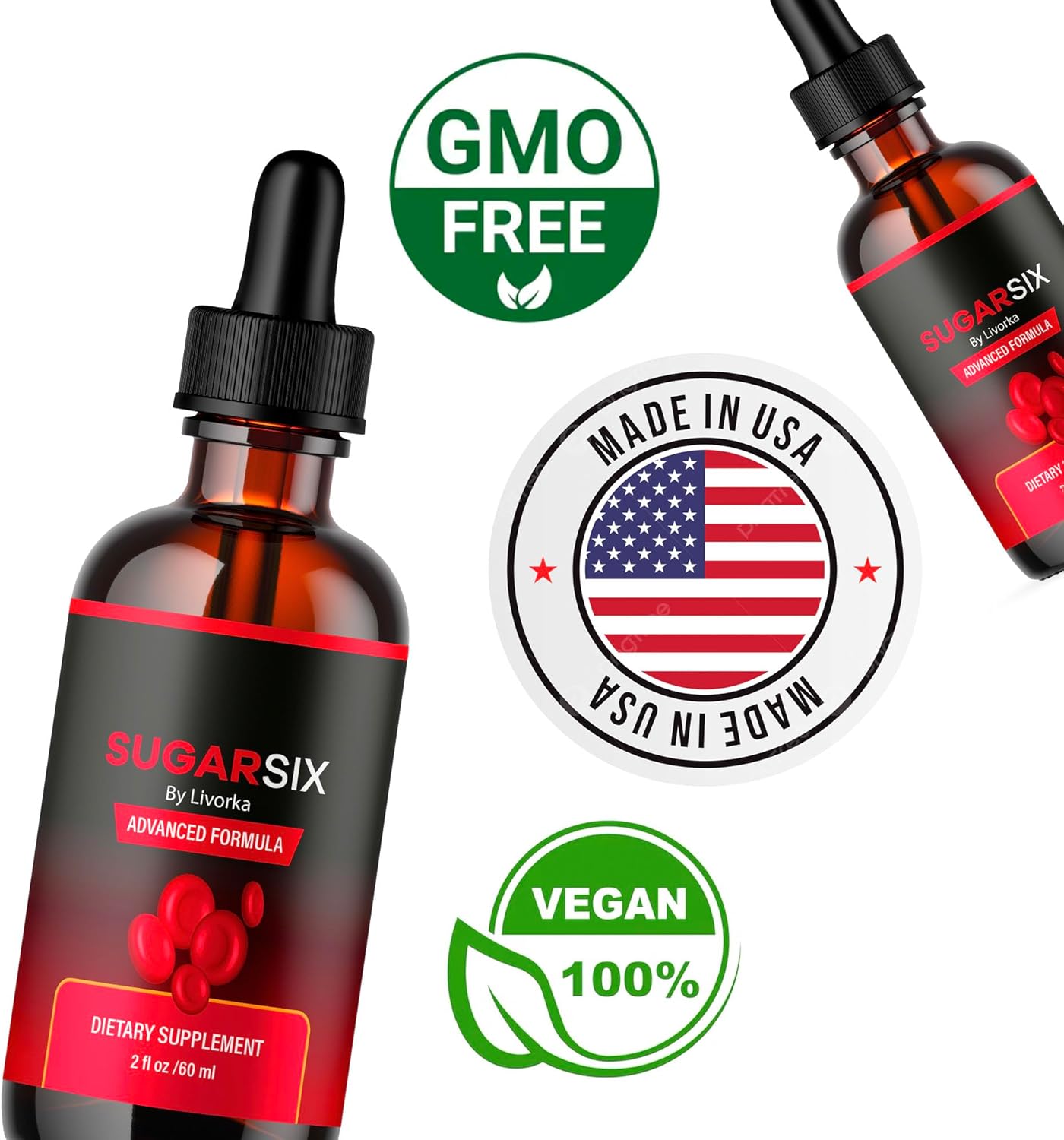 LIVORKA SugarSix Drops (2 Pack) - Advanced All Natural Supplement Formula for 2 Months