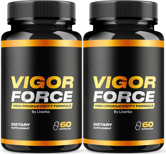LIVORKA Vigor Force Pills - 2 Pack, Advanced Formula for Vigor and Energy - 120 Capsules, 2 Month Supply