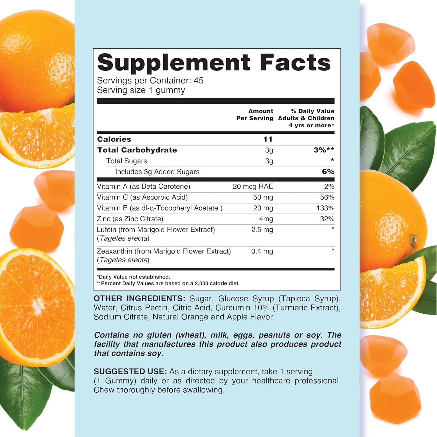 LIVS Lutein and Zeaxanthin Eye Care Gummies - 45 Orange Gummies for Vision Support