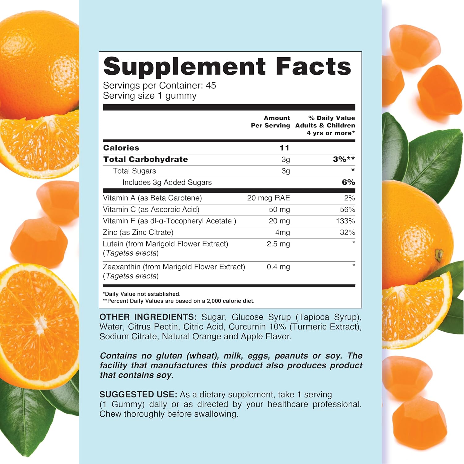 LIVS Lutein and Zeaxanthin Eye Care Gummies - 45 Orange Gummies for Vision Support