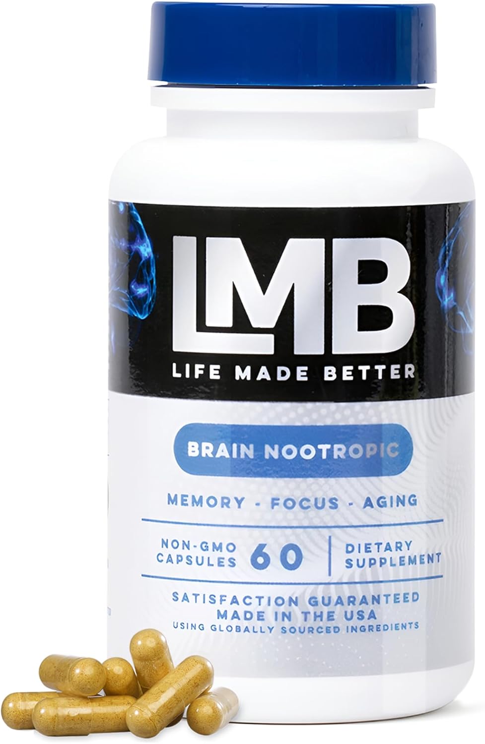 LMB LIFE MADE BETTER Fast-Acting Nootropic Memory Supplement - Enhance Cognitive Function and Mental Clarity - Improve Focus, Memory, and Concentration with our Powerful Brain Support Formula