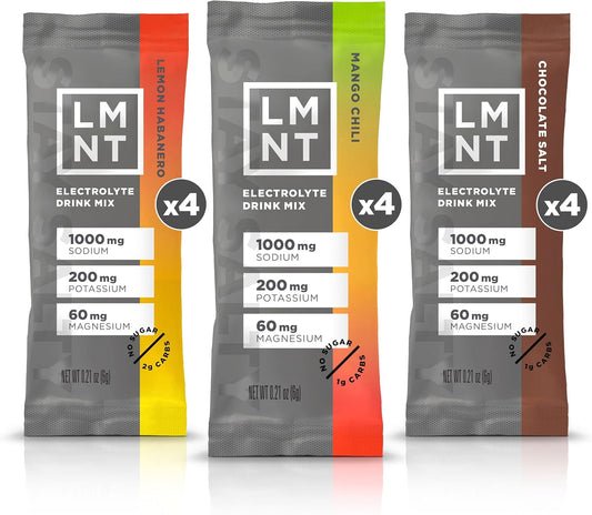 LMNT Keto Electrolyte Powder Packets - Paleo Hydration Drink Mix - No Sugar, No Artificial Ingredients - Fiesta Pack - 12 Stick Packs