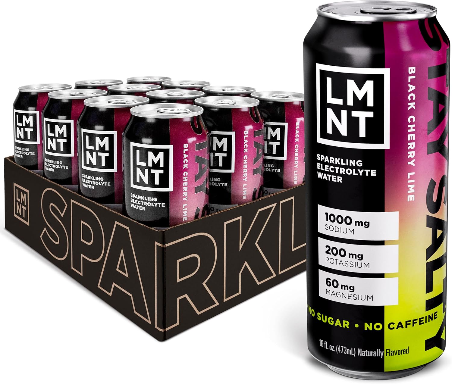 LMNT Sparkling Electrolyte Drink - Black Cherry Lime 12-Pack