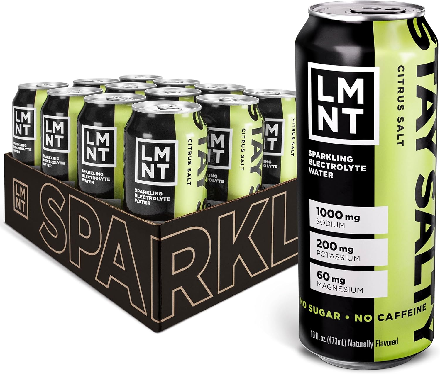 LMNT Sparkling Electrolyte Drink - Citrus Salt | 12-Pack - Hydration Boost