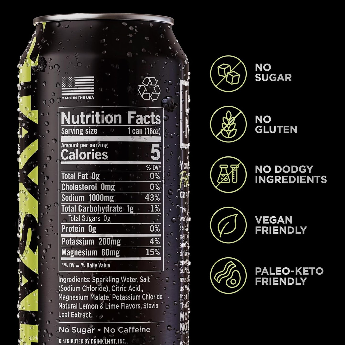 LMNT Sparkling Electrolyte Drink - Citrus Salt | 12-Pack - Hydration Boost