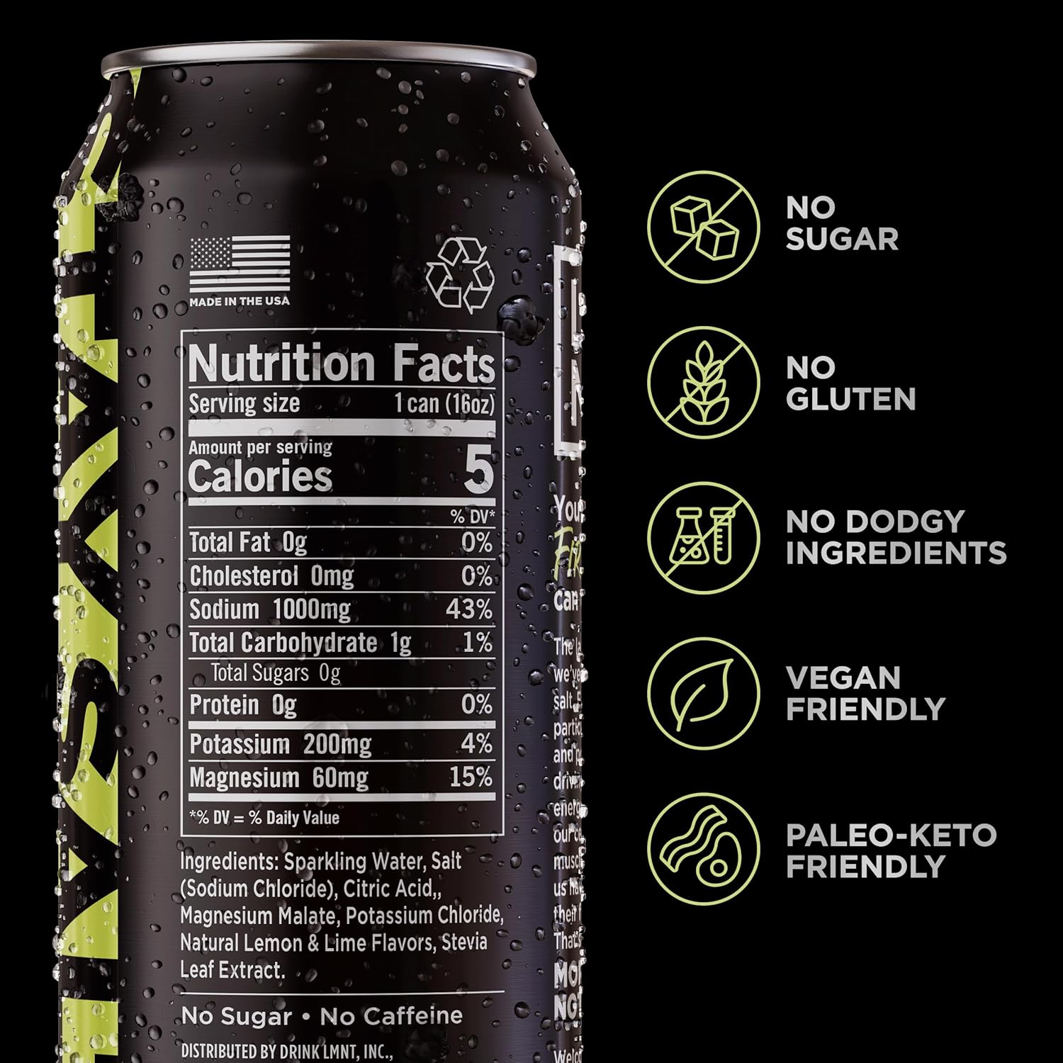 LMNT Sparkling Electrolyte Drink - Citrus Salt | 12-Pack - Hydration Boost