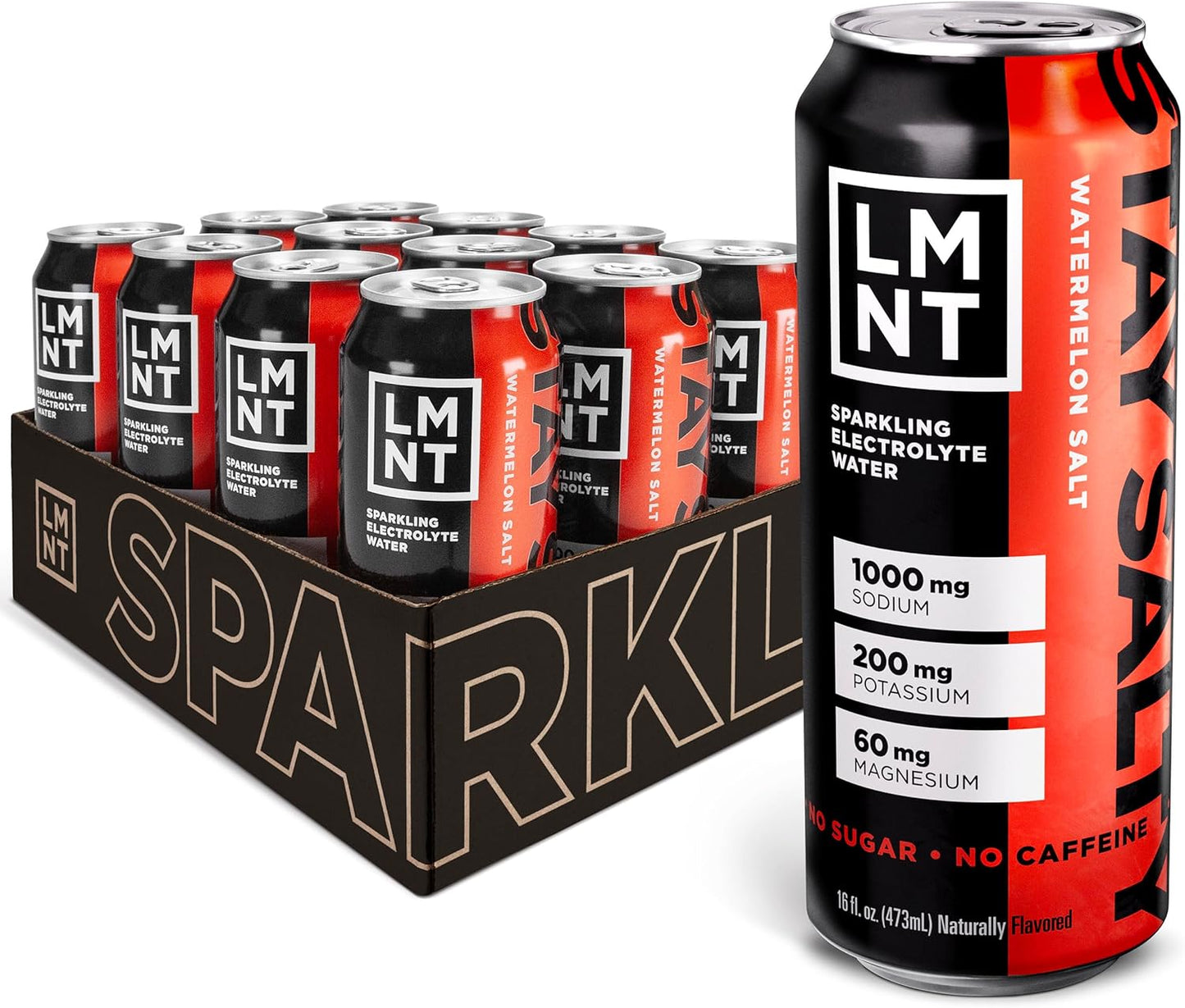 LMNT Sparkling Electrolyte Watermelon Salt Drink - 12 Pack