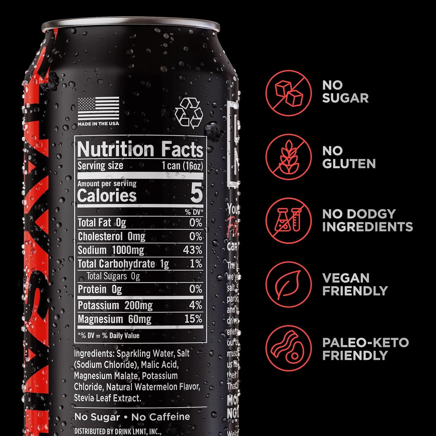 LMNT Sparkling Electrolyte Watermelon Salt Drink - 12 Pack